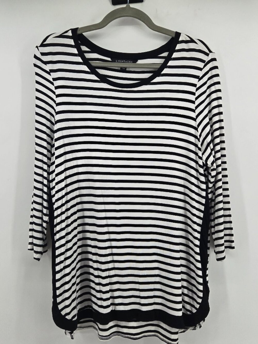 41 Hawthorn Lightweight Striped Tunic Top - L Black/White